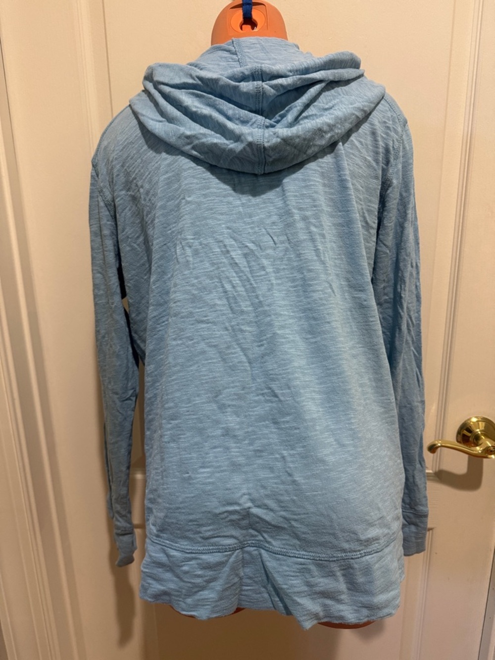 EDDIE BAUER Blue Burnout Cotton Zip Hooded Jacket L Large EUC $55 KL - Picture 6 of 13